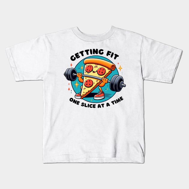 The fitness pizza Kids T-Shirt by zeevana